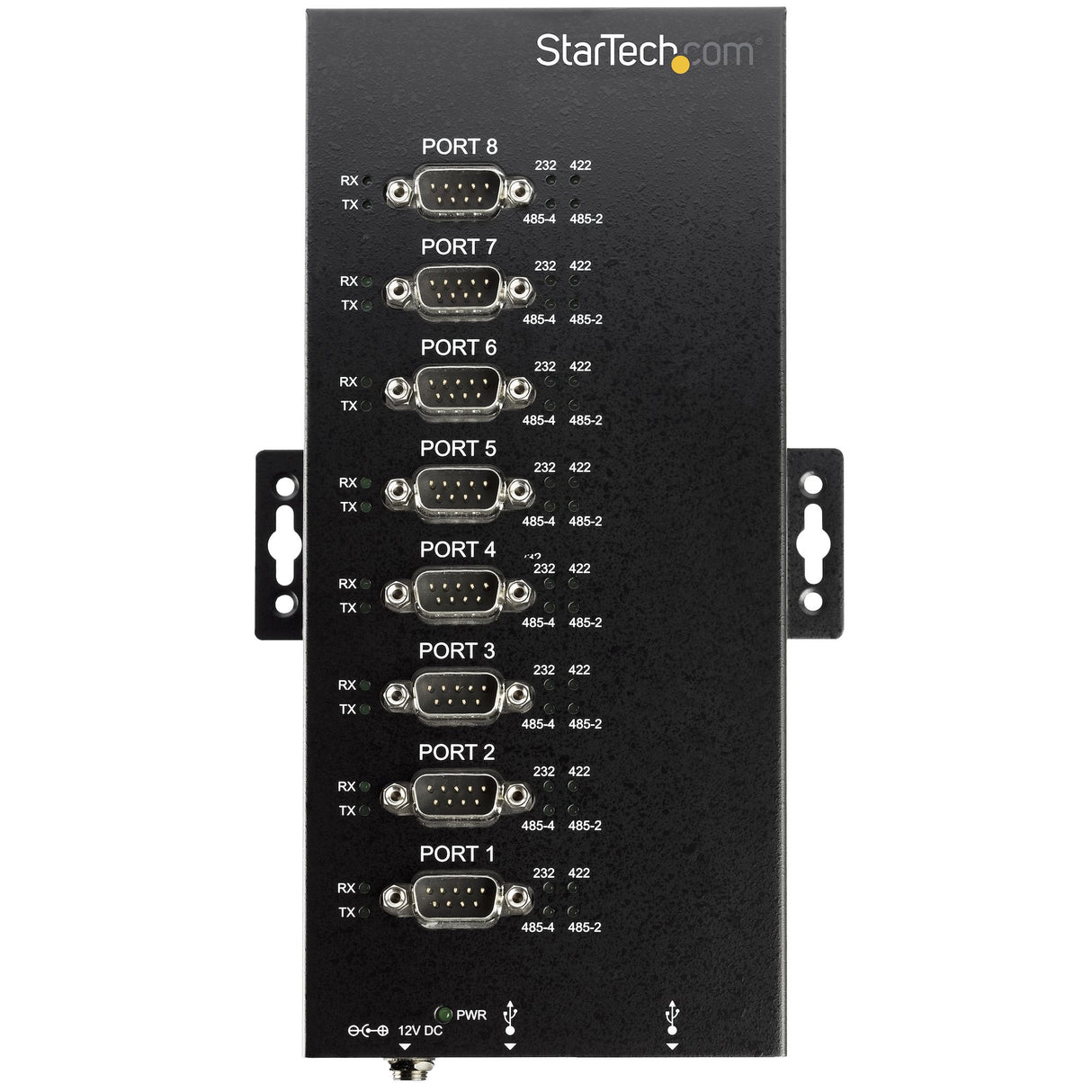 STARTECH 8 Port Serial Hub USB to RS232|RS485|RS422 Adapter - Industrial USB 2.0 to DB9 Serial Converter Hub - IP30 Rated - Din Rail Mountable Metal Serial Hub - 15kV ESD Protection (ICUSB234858I) (ICUSB234858I)