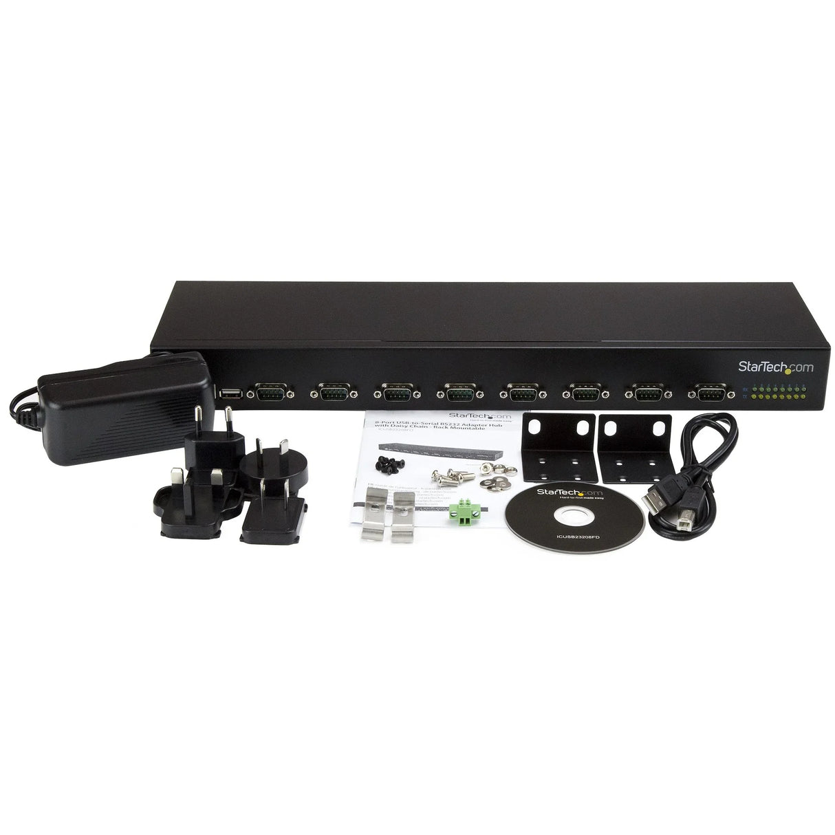 STARTECH 8-Port USB to RS232 Hub - DB9 - Rack Mount FTDI USB to Serial Adapter - USB Serial Adapter - USB to Serial RS232 Adapter (ICUSB23208FD)