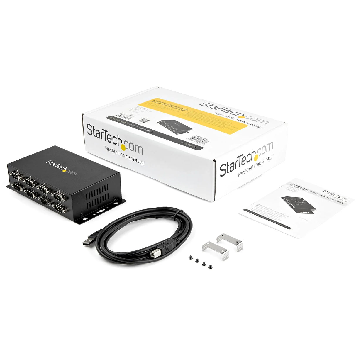 STARTECH 8-Port USB to RS232 Hub with DIN Rail - DB9 - Industrial USB Serial Adapter - Wall-Mountable USB to Serial RS232 Adapter (ICUSB2328I)