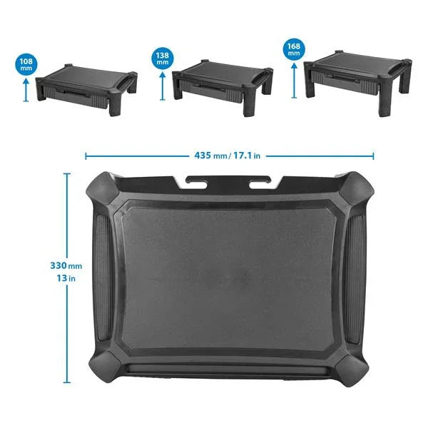 STARTECH Adjustable Monitor Riser - Drawer - Monitors up to 32”- Adjustable Height - Monitor Stand - Computer Monitor Riser (MONSTADJD)