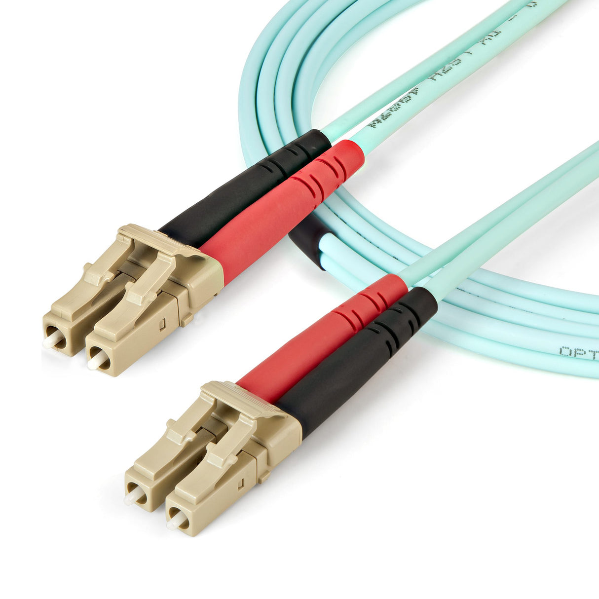 STARTECH Aqua OM4 Duplex Multimode Fiber | 16 ft | 5m | 100 Gb | 50|125 | OM4 Fiber | LC to LC Fiber Patch Cable (450FBLCLC5)