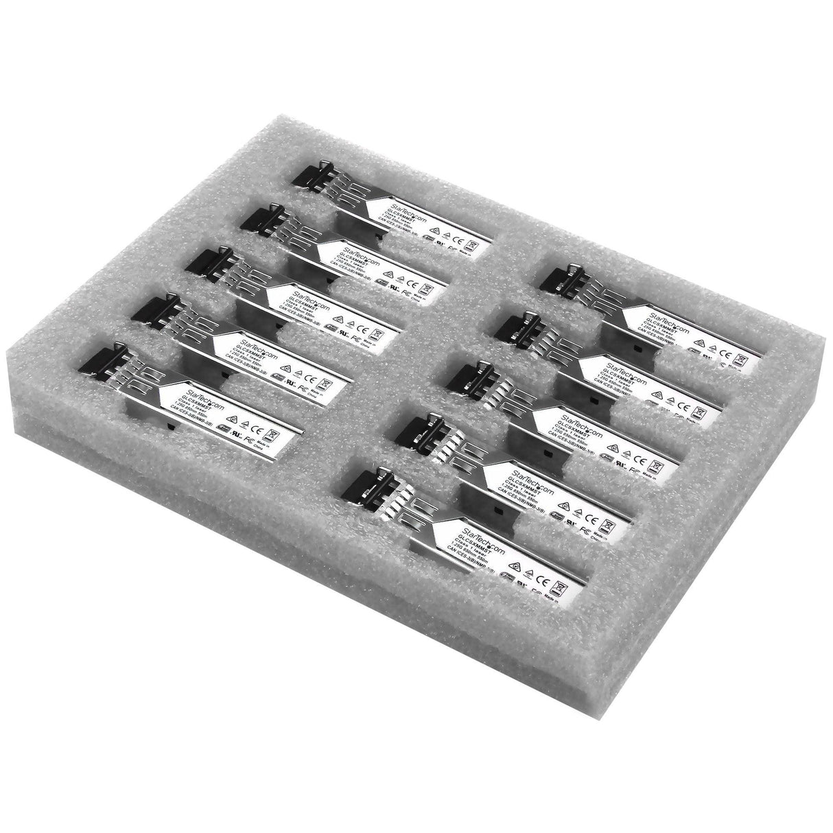 STARTECH Cisco GLC-SX-MM Compatible SFP Module (10 Pack) - 1000BASE-SX - 1GbE Multimode Fiber MMF Optic Transceiver - 1GbE SFP - LC 550m - 850nm DDM Cisco IE3200 | IE3300 | ME1200 (GLCSXMM10PST) (GLCSXMM10PST)