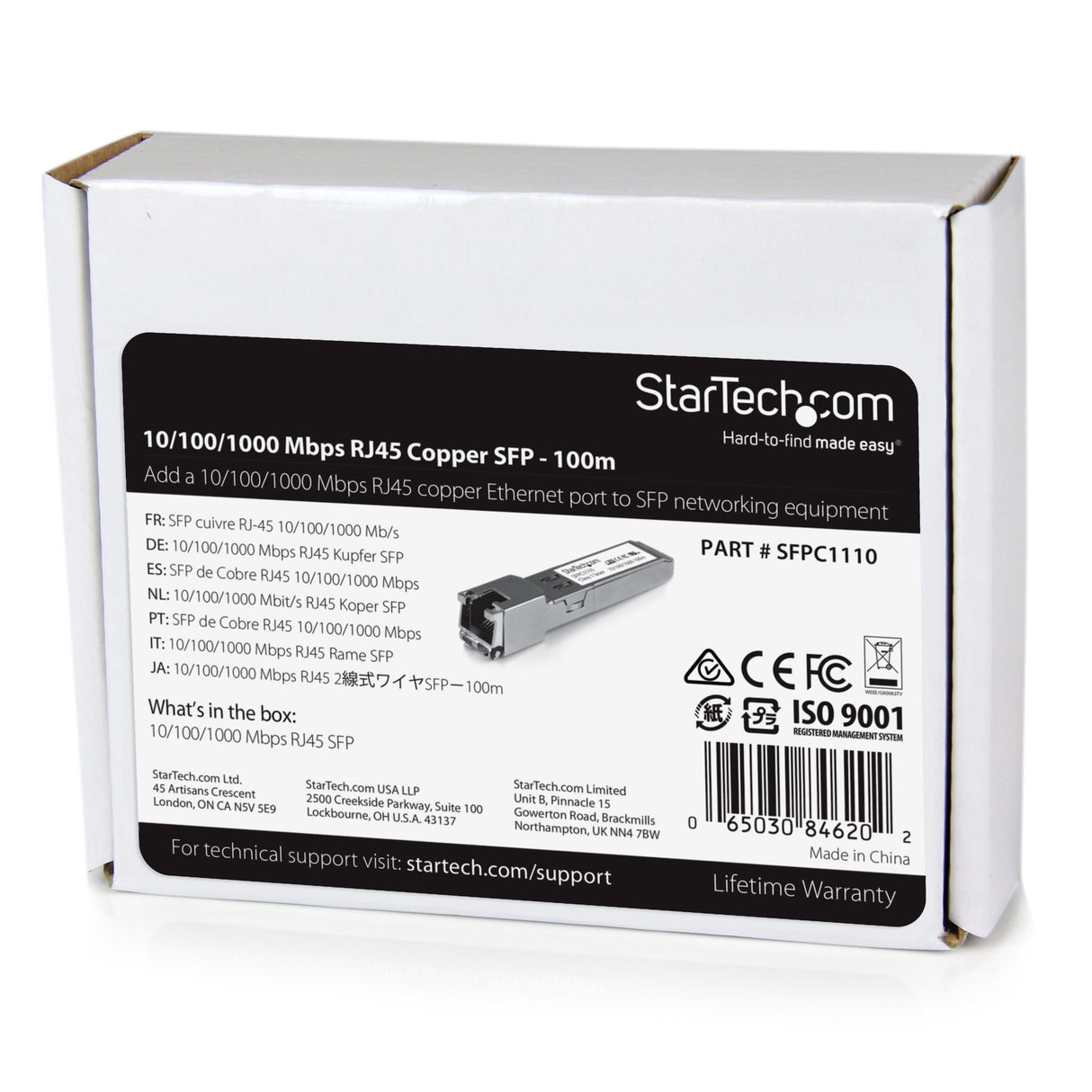 STARTECH Cisco SFP-GE-T Compatible SFP Module - 1000BASE-T - SFP to RJ45 Cat6|Cat5e - 10|100|1000 Mbps - RJ-45 100m - Cisco IE3400 | IE3300 | IE3200 (SFPC1110) (SFPC1110)