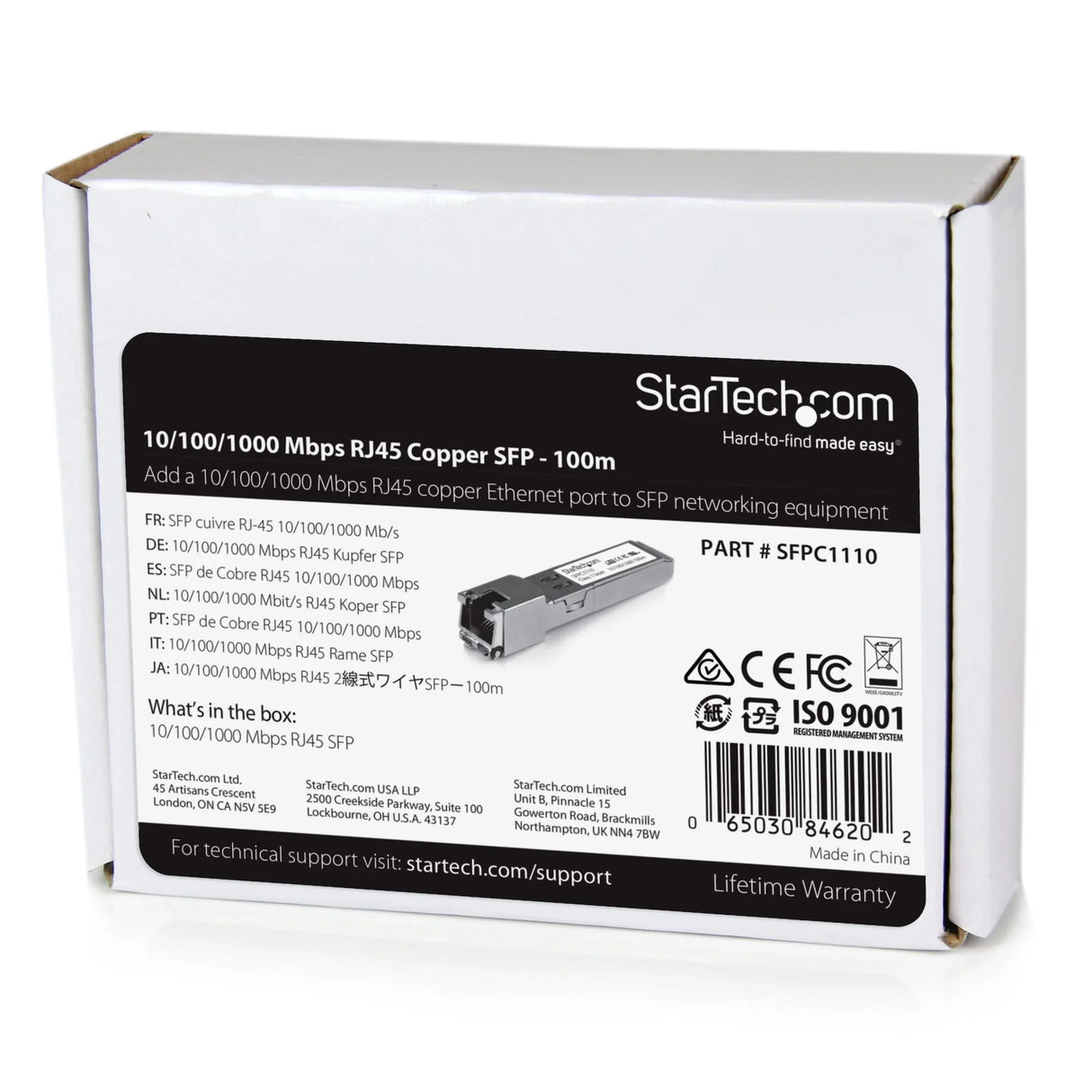 STARTECH Cisco SFP-GE-T Compatible SFP Module - 1000BASE-T - SFP to RJ45 Cat6|Cat5e - 10|100|1000 Mbps - RJ-45 100m - Cisco IE3400 | IE3300 | IE3200 (SFPC1110) (SFPC1110)