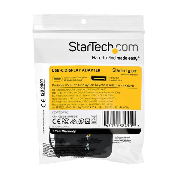 STARTECH Compact USB C to DisplayPort 1.4 Adapter - 8K 60Hz|4K USB-C to DP Video Converter w| Keychain Ring - USB Type-C DP Alt Mode (HBR3 HDR DSC) to DP Monitor Dongle - TB3 Compatible (CDP2DPFC) (CDP2DPFC)