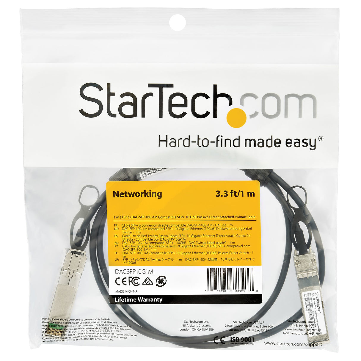 STARTECH Dell EMC DAC-SFP-10G-1M Compatible 1m 10G SFP+ to SFP+ Direct Attach Cable Twinax - 10GbE SFP+ Copper DAC 10 Gbps Low Power Passive Mini GBIC|Transceiver Module DAC (DACSFP10G1M) (DACSFP10G1M)