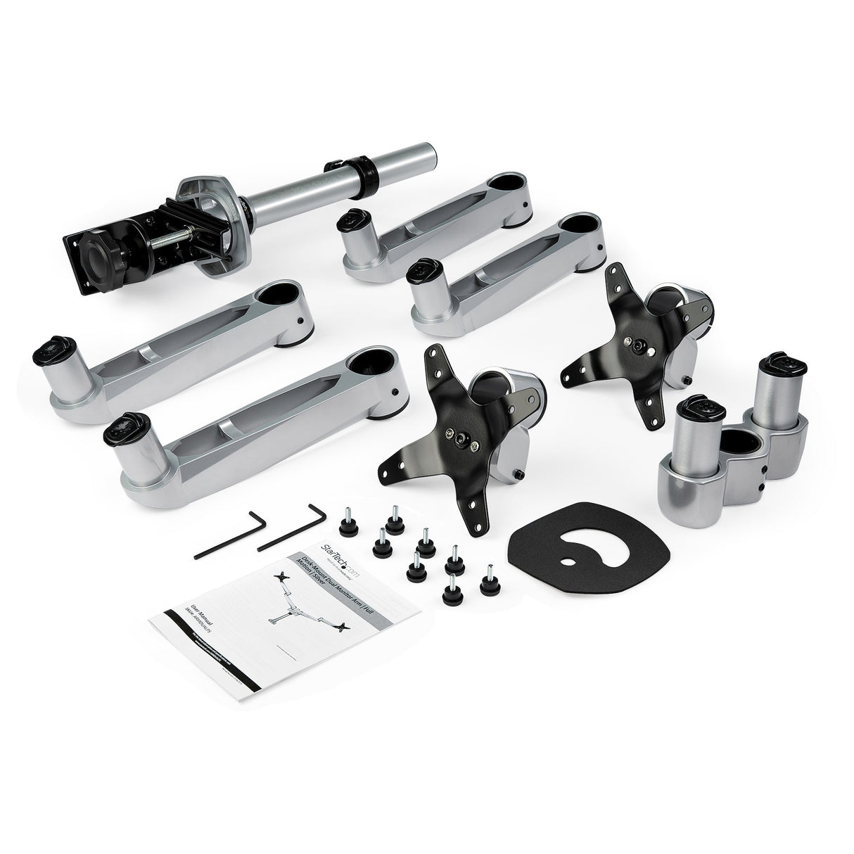 STARTECH Desk Mount Dual Monitor Arm - Premium Articulating Monitor Arm - up to 30” VESA Mount Displays - Height Adjustable Monitor Mount - Rotate|Tilt|Swivel - Clamp|Grommet - Silver (ARMDUALPS) (ARMDUALPS)