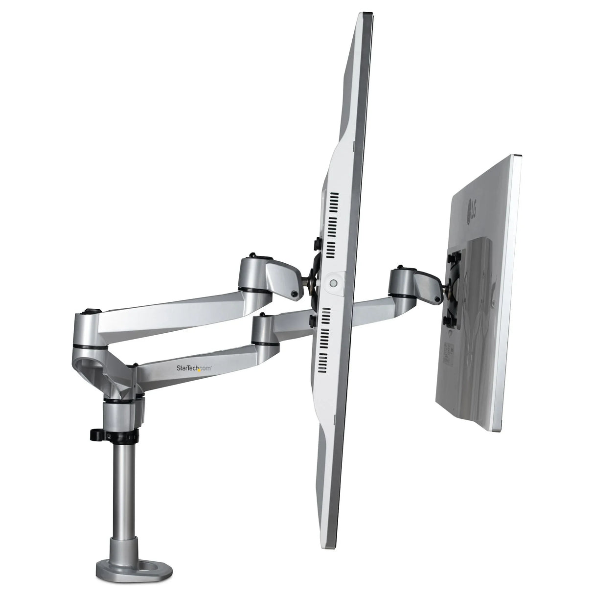 STARTECH Desk Mount Dual Monitor Arm - Premium Articulating Monitor Arm - up to 30” VESA Mount Displays - Height Adjustable Monitor Mount - Rotate|Tilt|Swivel - Clamp|Grommet - Silver (ARMDUALPS) (ARMDUALPS)