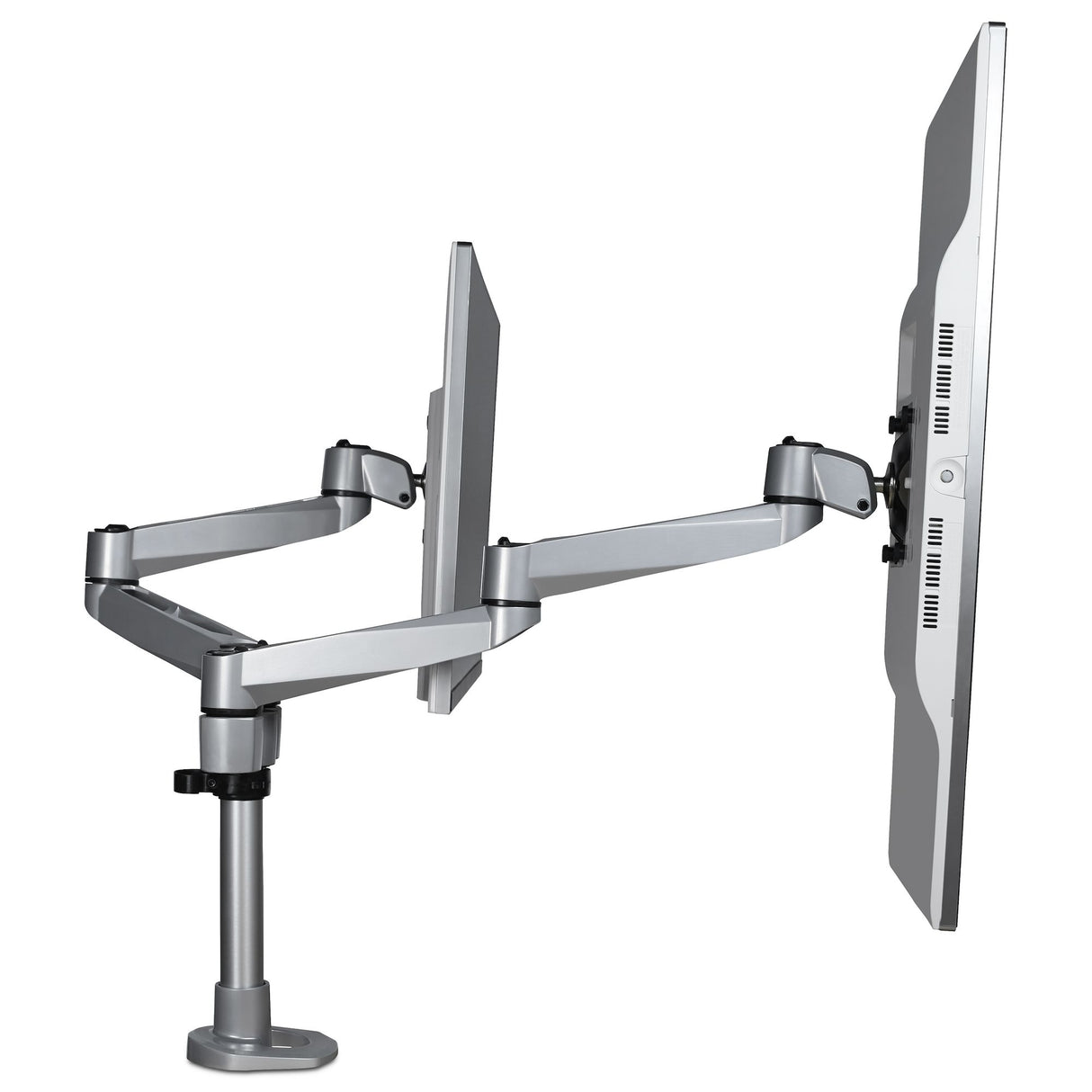 STARTECH Desk Mount Dual Monitor Arm - Premium Articulating Monitor Arm - up to 30” VESA Mount Displays - Height Adjustable Monitor Mount - Rotate|Tilt|Swivel - Clamp|Grommet - Silver (ARMDUALPS) (ARMDUALPS)