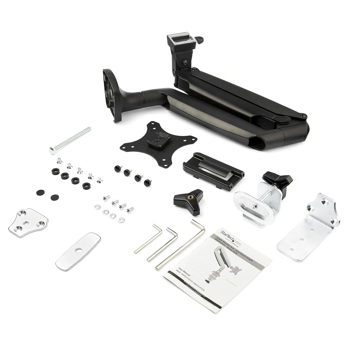 STARTECH Desk Mount Monitor Arm - Heavy Duty Ergonomic VESA Monitor Arm - Single Display up to 9kg - Full Motion | Height Adjustable | Articulating - Aluminum - C-Clamp|Grommet- Black (ARMPIVOTHDB) (ARMPIVOTHDB)