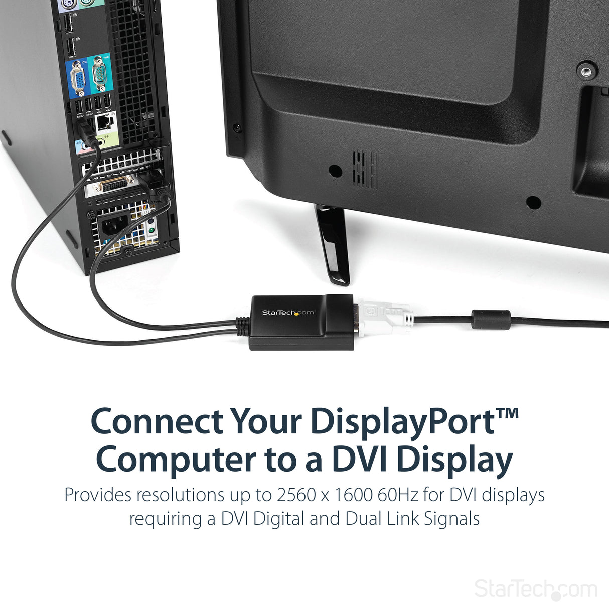 STARTECH DisplayPort to DVI Dual Link Active Adapter - DisplayPort to DVI-D Adapter Video Converter 2560x1600 60Hz - DP 1.2 to DVI Monitor - USB Powered - Latching DP Connector (DP2DVID2) (DP2DVID2)