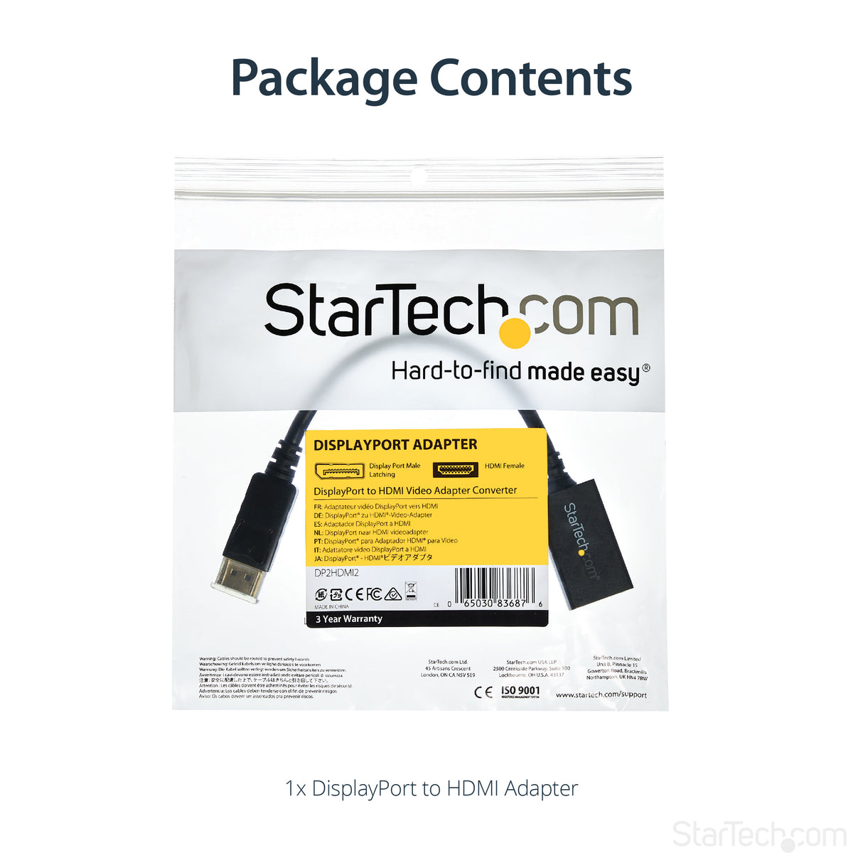 STARTECH DisplayPort to HDMI Adapter - DP 1.2 to HDMI Video Converter 1080p - DP to HDMI Monitor|TV|Display Cable Adapter Dongle - Passive DP to HDMI Adapter - Latching DP Connector (DP2HDMI2) (DP2HDMI2)