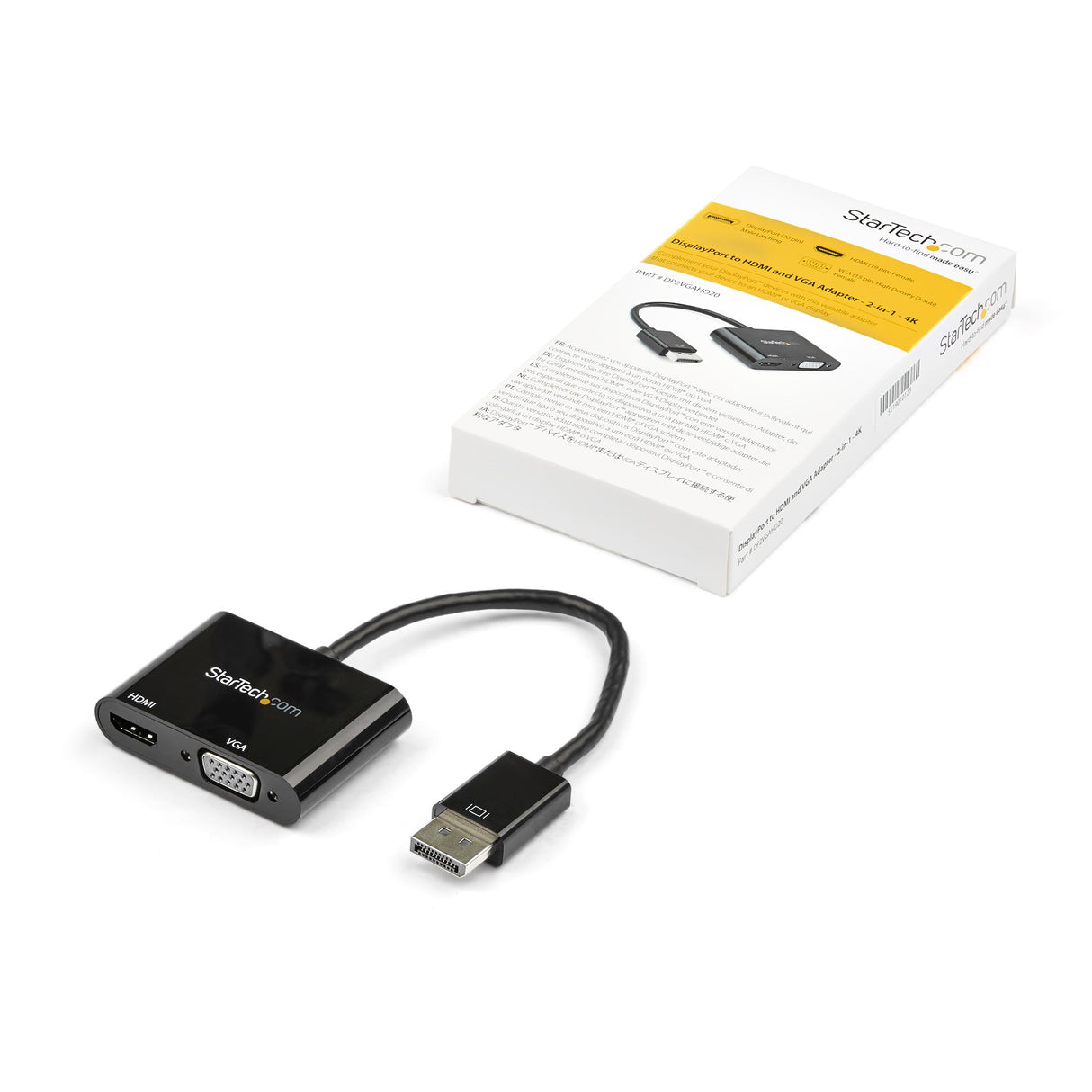 STARTECH DisplayPort to HDMI VGA Adapter - DisplayPort 1.2 HBR2 to HDMI 2.0 (4K 60Hz) or VGA 1080p Converter Dongle - DP to HDMI or VGA Monitor Adapter - Digital Video Display Adapter (DP2VGAHD20) (DP2VGAHD20)