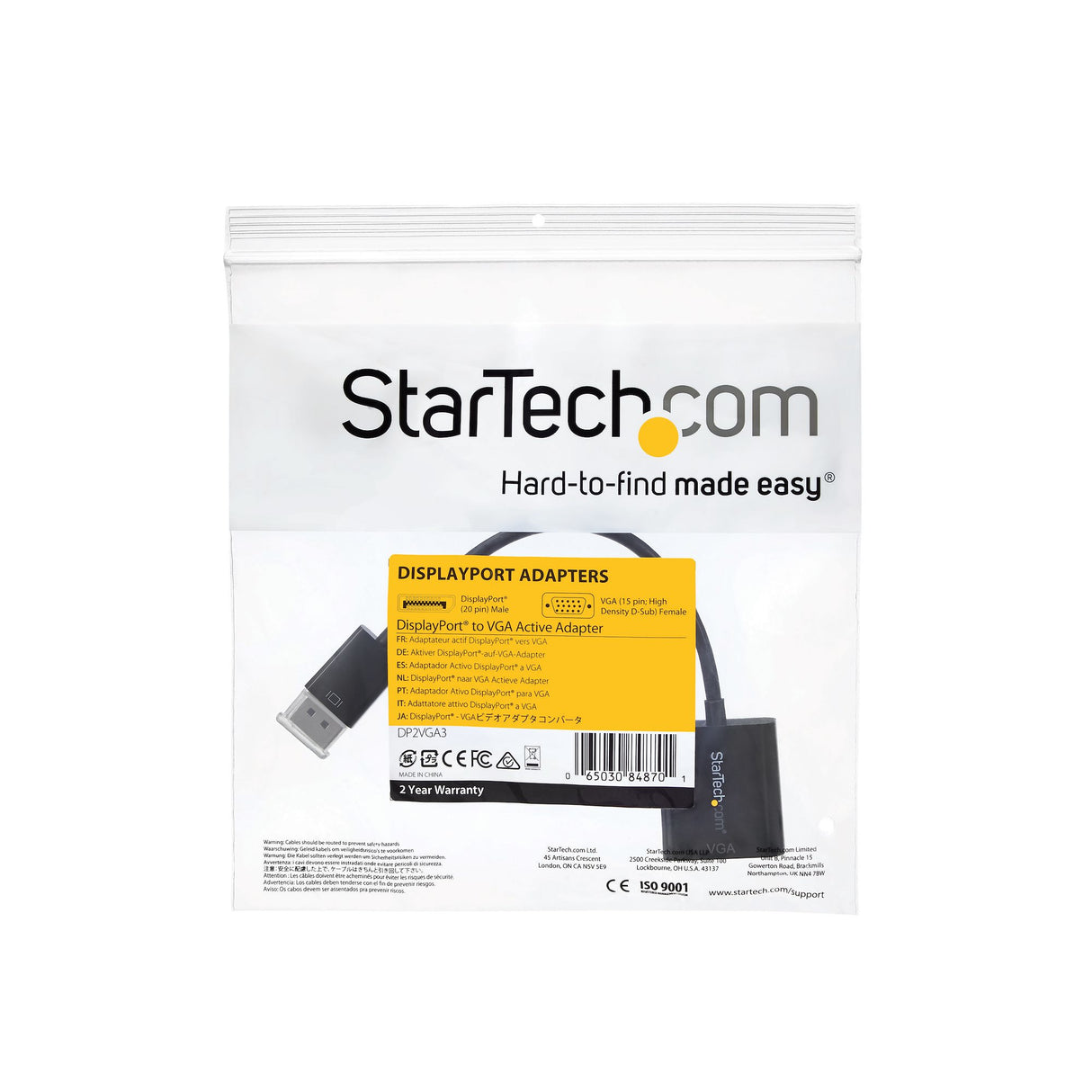 STARTECH DisplayPort to VGA Adapter - Active DP to VGA Converter - 1080p Video - DP|DP++ Source to VGA Monitor Cable Adapter - DP to VGA Adapter Dongle Digital to Analog - DP 1.2 to VGA (DP2VGA3) (DP2VGA3)
