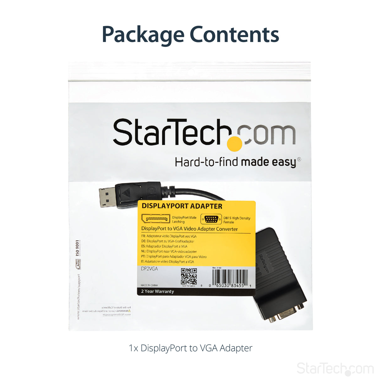 STARTECH DisplayPort to VGA Adapter - Active DP to VGA Converter - 1080p Video - Durable - DP|DP++ Source to VGA Monitor Cable Adapter Dongle - DP 1.2 to VGA - Latching DP Connector (DP2VGA) (DP2VGA)