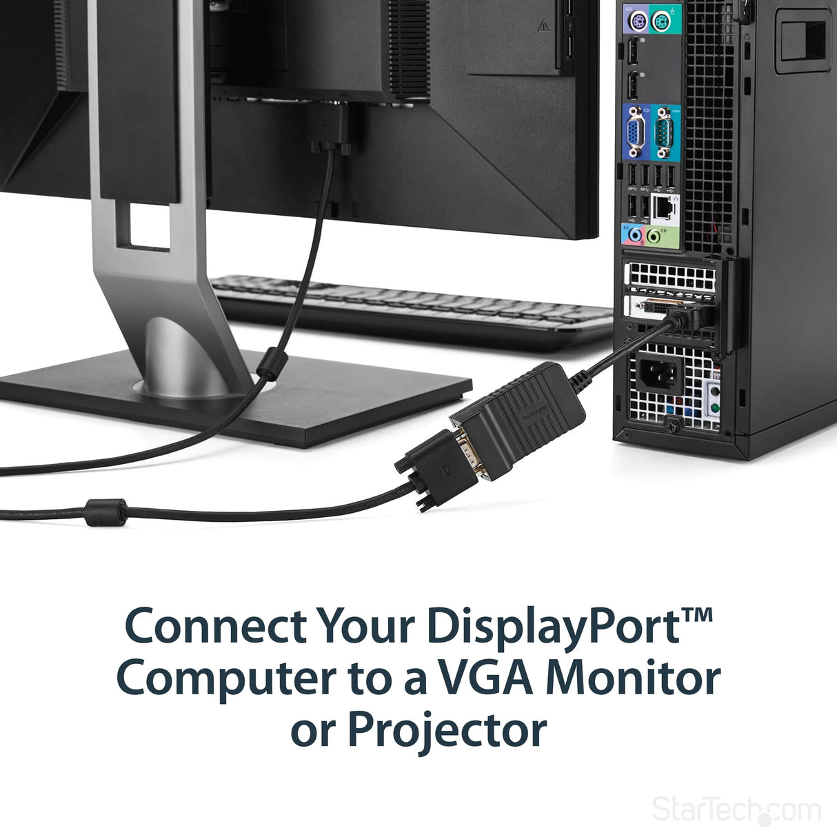 STARTECH DisplayPort to VGA Adapter - Active DP to VGA Converter - 1080p Video - Durable - DP|DP++ Source to VGA Monitor Cable Adapter Dongle - DP 1.2 to VGA - Latching DP Connector (DP2VGA) (DP2VGA)