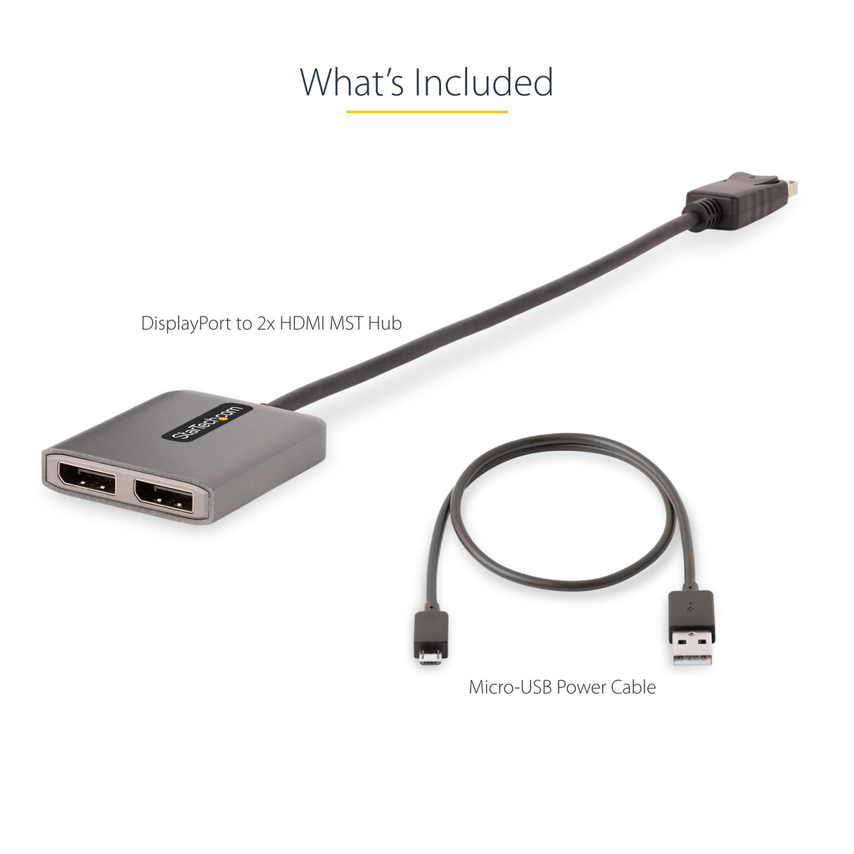 STARTECH DP to Dual HDMI MST HUB - Dual HDMI 4K 60Hz - DisplayPort Multi Monitor Adapter with 1ft | 30cm cable - DP 1.4 Multi Stream Transport Hub | DSC | HBR3 - DP to HDMI Splitter (MST14DP122HD) (MST14DP122HD)