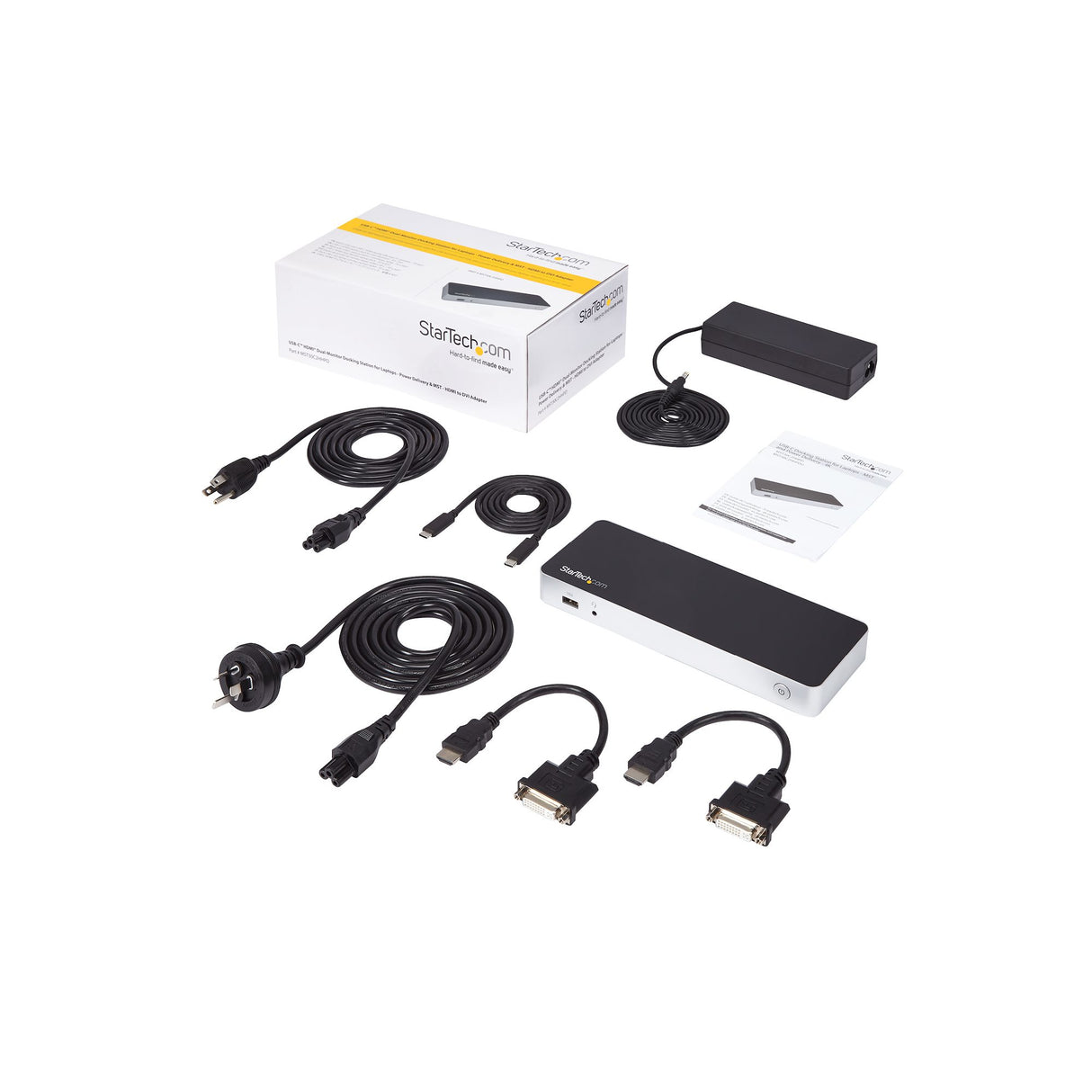 STARTECH Dual Monitor USB C Docking Station with 60W Power Delivery for Windows Laptops - USB C to HDMI or DVI Dock - USB 3.1 Gen 1 Type C Dock w| Charging - Thunderbolt 3 Compatible (MST30C2HHPD) (MST30C2HHPD)