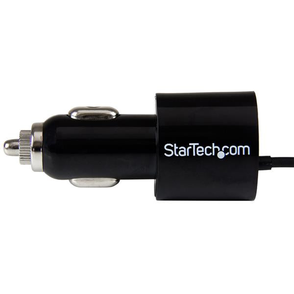 STARTECH Dual Port Car Charger with Micro USB Cable and USB Port | High Power (21 Watt | 4.2 Amp) - Dual Tablet Car Charger - Black (USBUB2PCARB)
