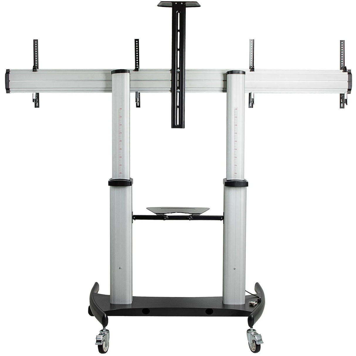 STARTECH Dual TV Cart for 37-60in VESA TVs up to 110lb|50kg each - Height Adjustable TV Mount | Mobile Display Cart w| Equipment Shelves - Rolling TV Cart on Wheels - Rolling TV Stand (STNDMTVDUO) (STNDMTVDUO)