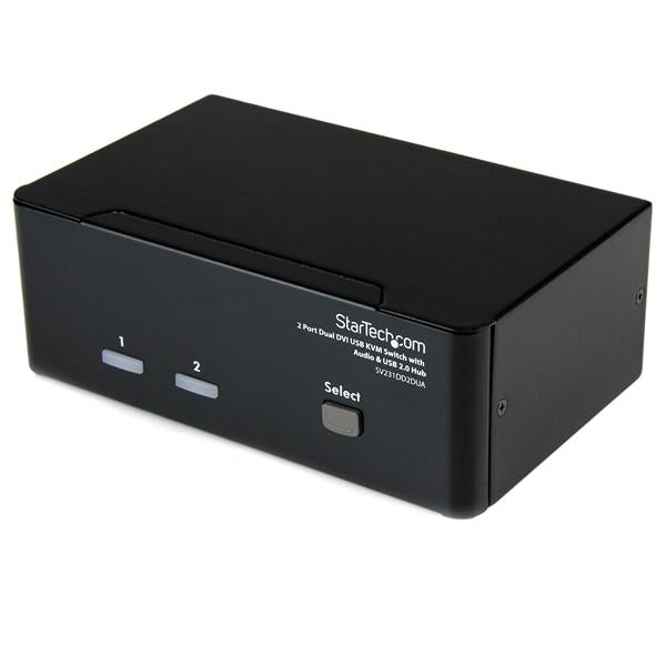 STARTECH DVI KVM Switch with Audio & USB 2.0 Hub | 2-Port USB KVM Switch - - Dual Monitor KVM Switch (SV231DD2DUA) (SV231DD2DUA)