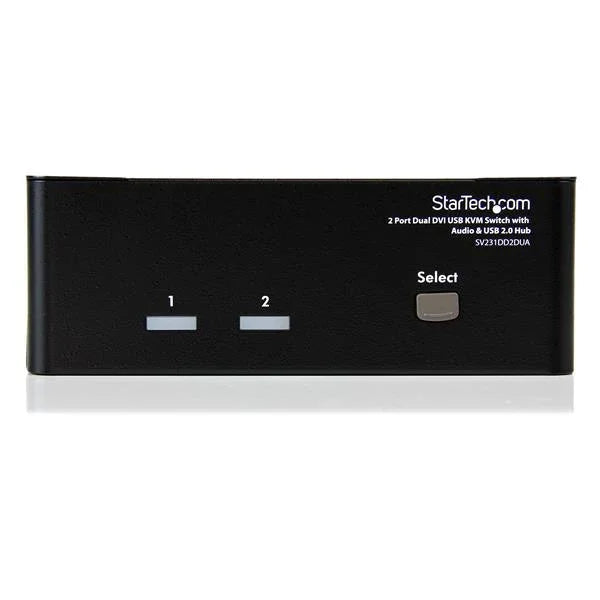 STARTECH DVI KVM Switch with Audio & USB 2.0 Hub | 2-Port USB KVM Switch - - Dual Monitor KVM Switch (SV231DD2DUA) (SV231DD2DUA)
