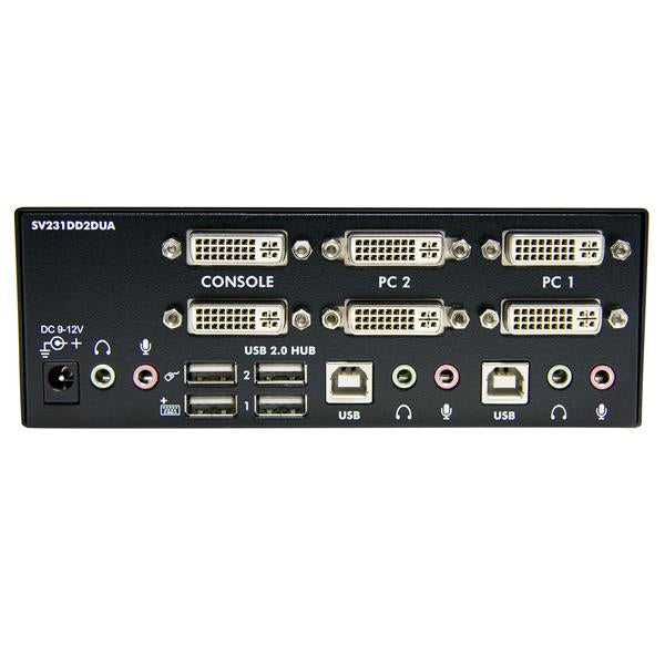 STARTECH DVI KVM Switch with Audio & USB 2.0 Hub | 2-Port USB KVM Switch - - Dual Monitor KVM Switch (SV231DD2DUA) (SV231DD2DUA)