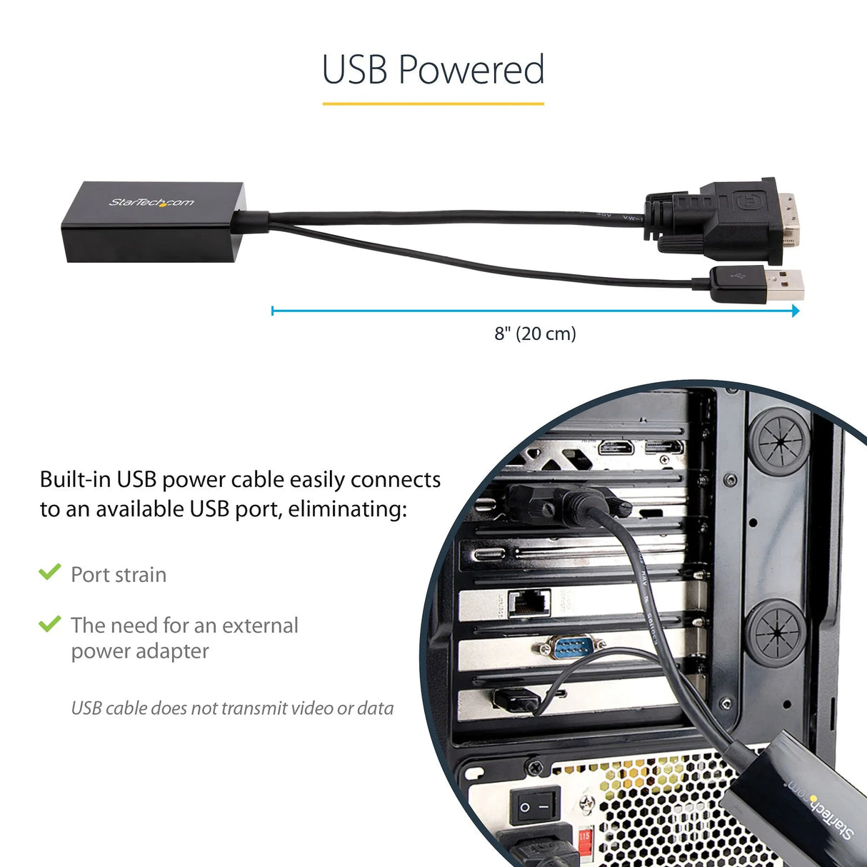 STARTECH DVI to DisplayPort Adapter - USB Power - - DVI to DisplayPort Converter - Video Adapter - DVI-D to DP (DVI2DP2) (DVI2DP2)