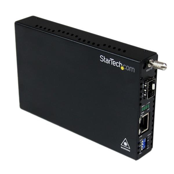 STARTECH Gigabit Ethernet Fiber Media Converter with Open SFP Slot - Fiber to Ethernet Converter - Gigabit Ethernet Media Converter (ET91000SFP2)