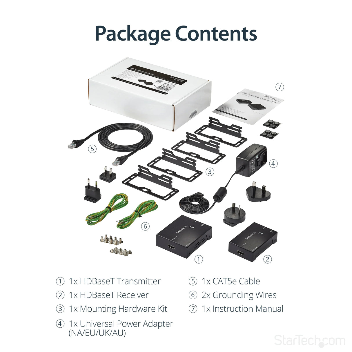 STARTECH HDMI over CAT5e | CAT6 Ethernet Extender with HDBaseT - 4K@115ft | 1080p@230ft - HDMI Video Transmitter and Receiver Kit w| POC (ST121HDBTE) (ST121HDBTE)