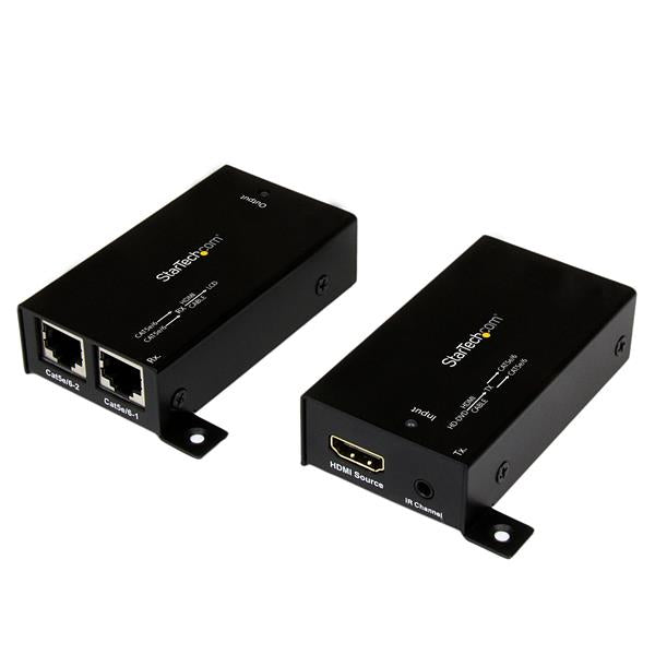 STARTECH HDMI Over Dual CAT5 | CAT6 Extender with Infrared IR 100ft |30m HDMI Over Ethernet Cable Extender Power Free 1080p (ST121SHD30)