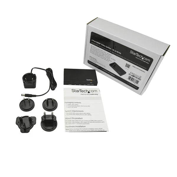 STARTECH HDMI Splitter - 2-Port - 4K 60Hz - HDMI Splitter 1 In 2 Out - 2 Way HDMI Splitter - HDMI Port Splitter (ST122HD202) (ST122HD202)