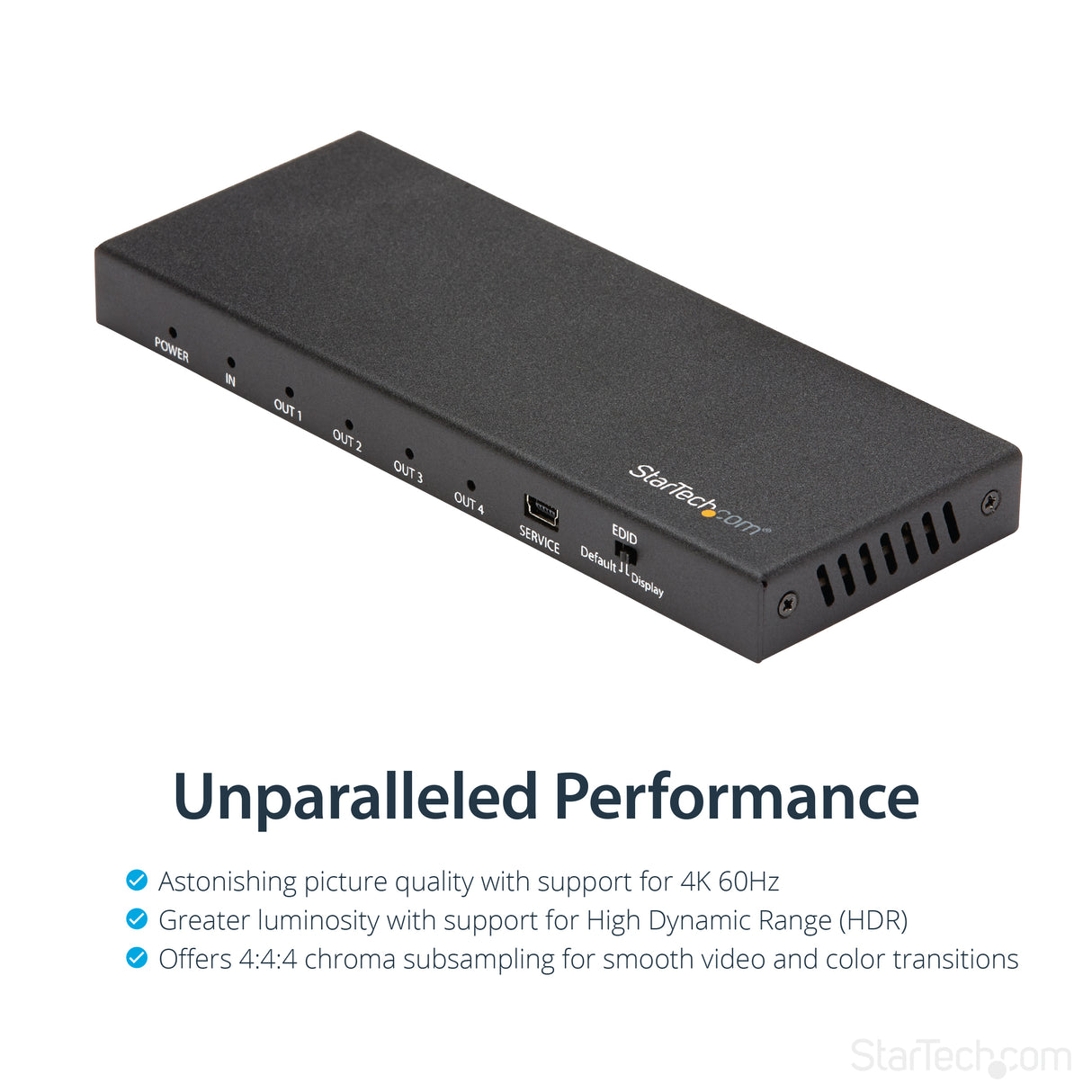 STARTECH HDMI Splitter - 4-Port - 4K 60Hz - HDMI Splitter 1 In 4 Out - 4 Way HDMI Splitter - HDMI Port Splitter (ST124HD202) (ST124HD202)