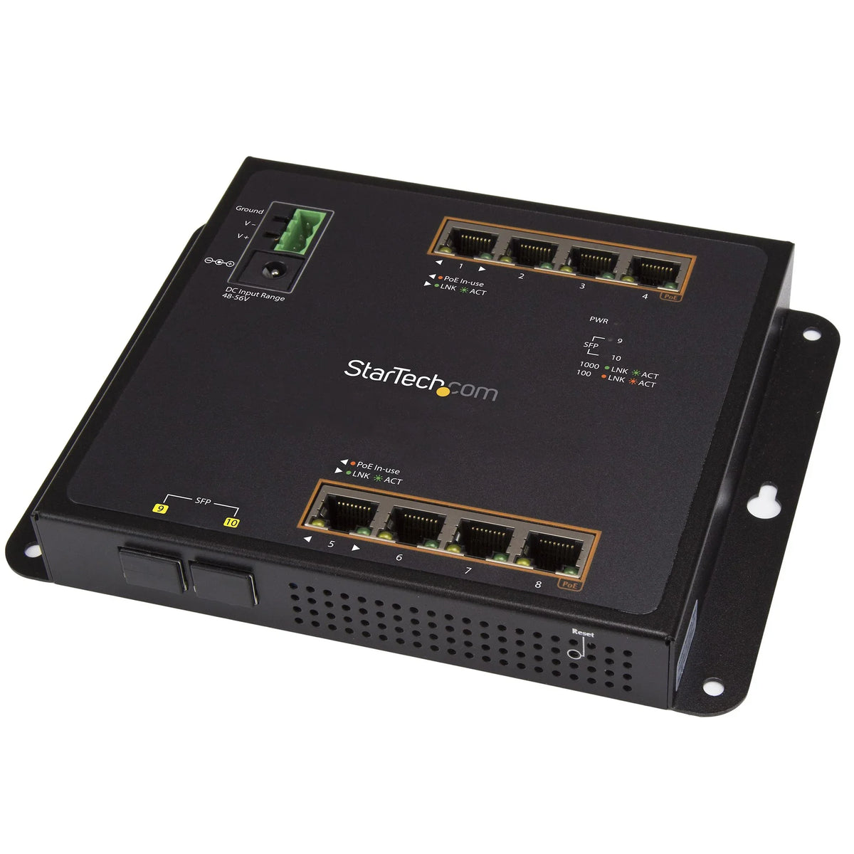 STARTECH Industrial 8 Port Gigabit PoE+ Switch w|2 SFP MSA Slots - 30W - Layer|L2 Switch Hardened GbE Managed - Rugged High Power Gigabit Ethernet Network Switch IP-30|-40 C to 75 C (IES101GP2SFW) (IES101GP2SFW)