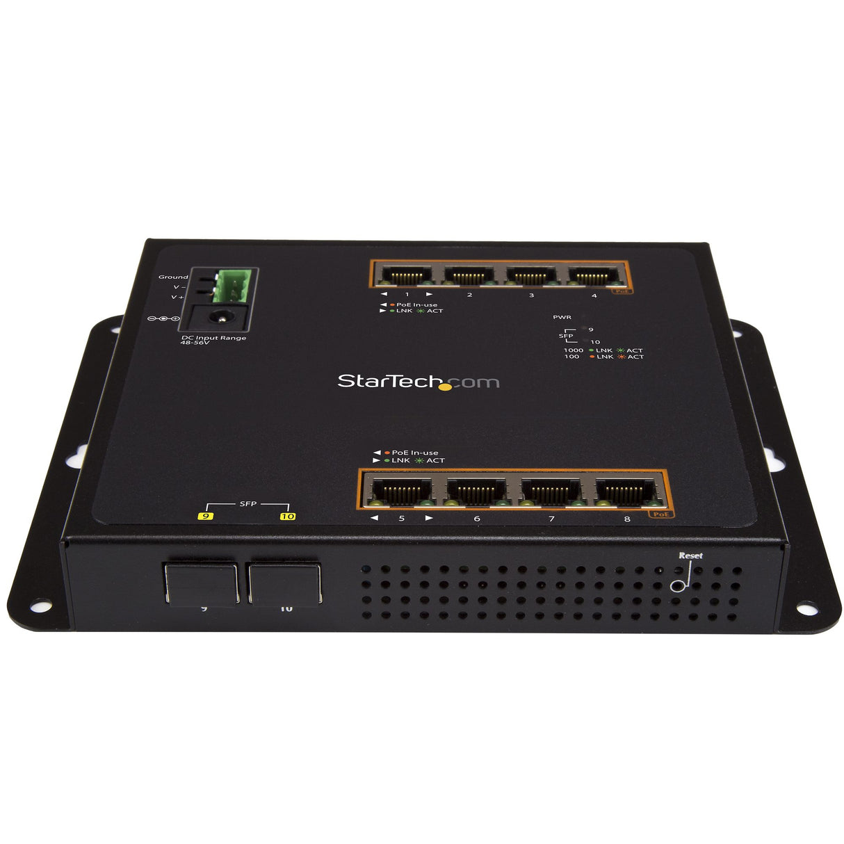 STARTECH Industrial 8 Port Gigabit PoE+ Switch w|2 SFP MSA Slots - 30W - Layer|L2 Switch Hardened GbE Managed - Rugged High Power Gigabit Ethernet Network Switch IP-30|-40 C to 75 C (IES101GP2SFW) (IES101GP2SFW)