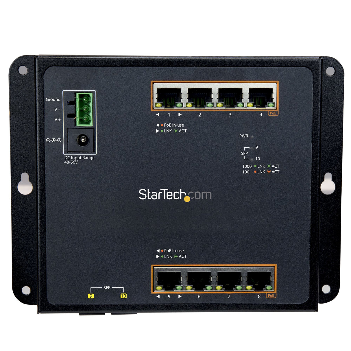 STARTECH Industrial 8 Port Gigabit PoE+ Switch w|2 SFP MSA Slots - 30W - Layer|L2 Switch Hardened GbE Managed - Rugged High Power Gigabit Ethernet Network Switch IP-30|-40 C to 75 C (IES101GP2SFW) (IES101GP2SFW)