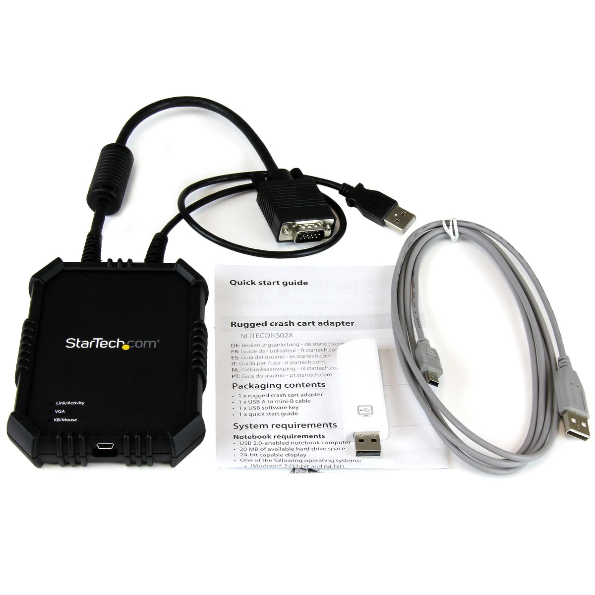 STARTECH Laptop to Server KVM Console - Rugged USB Crash Cart Adapter with File Transfer and Video Capture (NOTECONS02X) (NOTECONS02X)