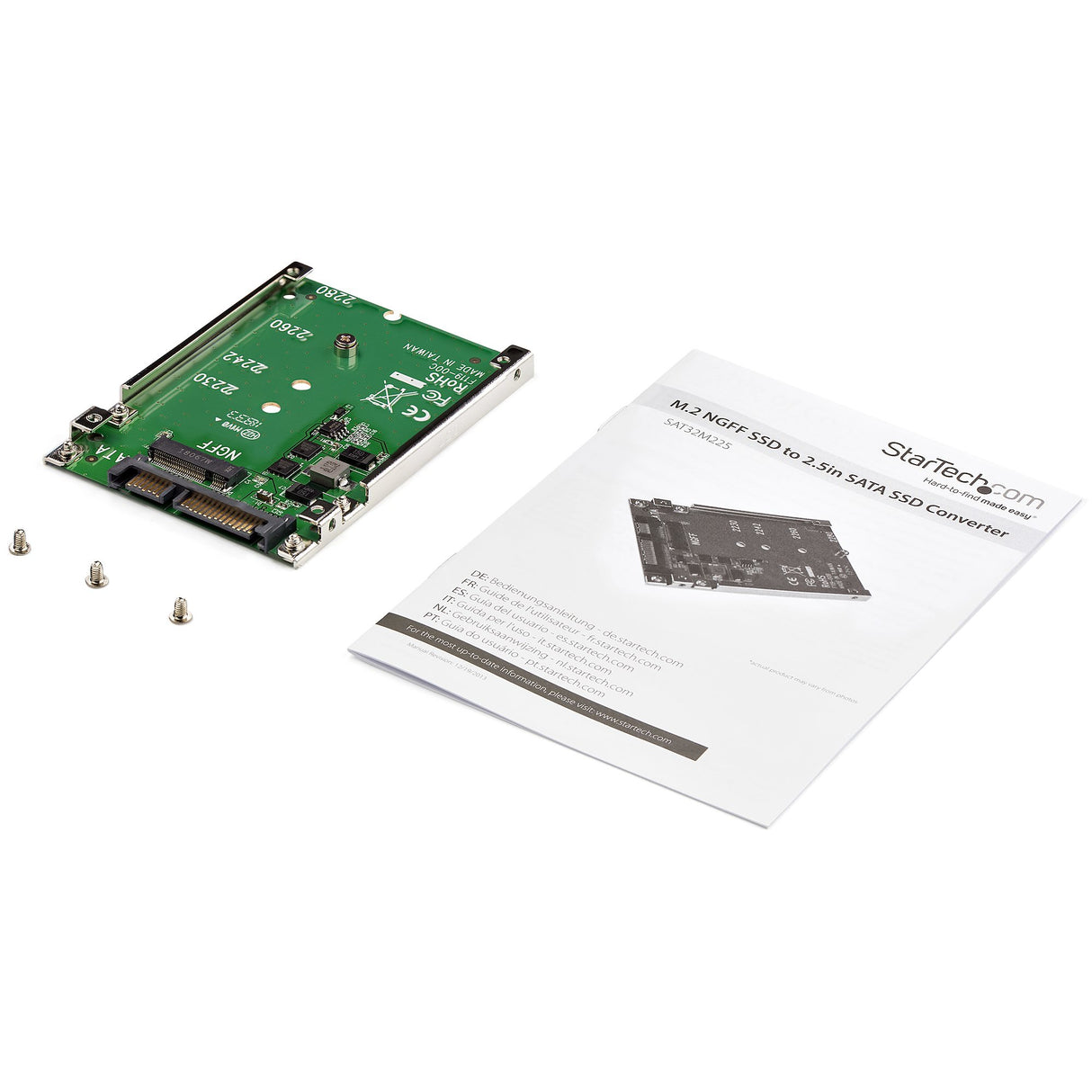 STARTECH M.2 SATA SSD to 2.5in SATA Adapter - M.2 NGFF to SATA Converter - 7mm - Open-Frame Bracket - M2 Hard Drive Adapter (SAT32M225) (SAT32M225)
