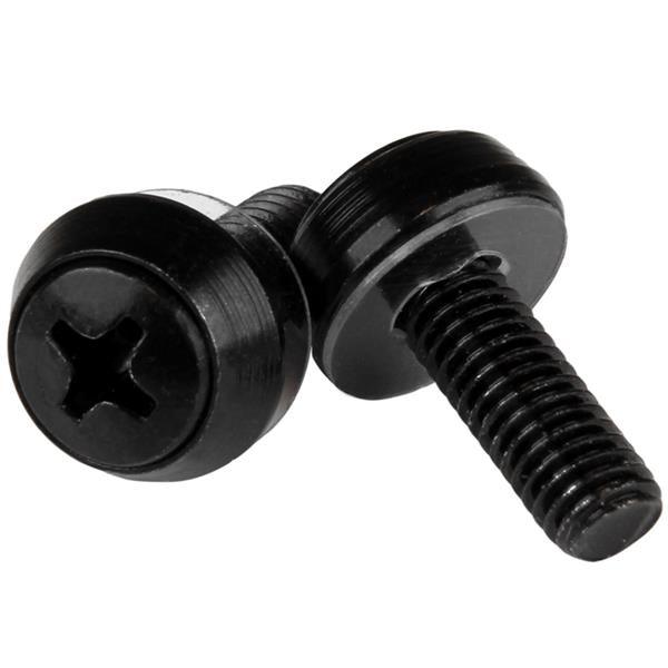 STARTECH M6 x 12mm - Screws - 50 Pack | Black - M6 Mounting Screws for Server Rack & Cabinet (CABSCREWSM6B)