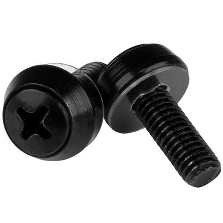 STARTECH M6 x 12mm - Screws - 50 Pack | Black - M6 Mounting Screws for Server Rack & Cabinet (CABSCREWSM6B)