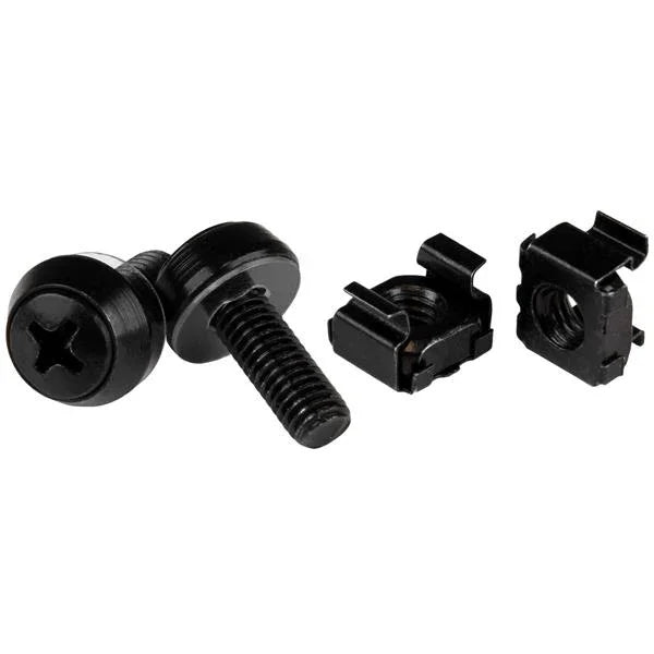 STARTECH M6 x 12mm Screws and Cage Nuts - 50 Pack - M6 Mounting Screws and Cage Nuts for Server Rack and Cabinet - Black (CABSCREWM6B)