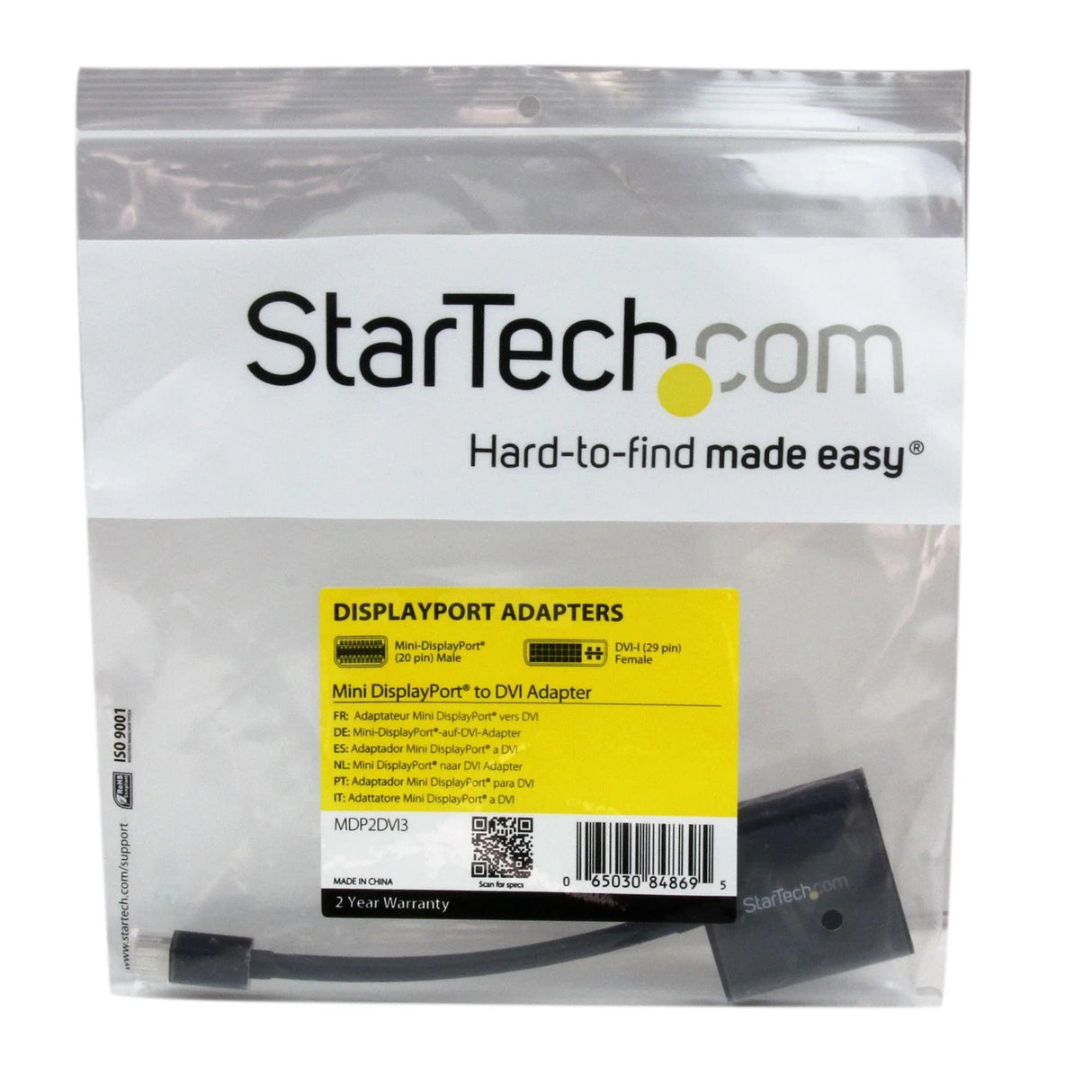 STARTECH Mini DisplayPort to DVI Adapter - Mini DP to DVI-D Converter - 1080p Video - mDP or Thunderbolt 1|2 Mac|PC to DVI Monitor - Compact mDP 1.2 to DVI Single-Link Adapter Dongle (MDP2DVI3) (MDP2DVI3)