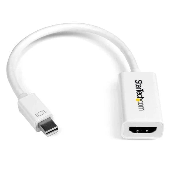 STARTECH Mini DisplayPort to HDMI Adapter - Active mDP to HDMI Video Converter - 4K 30Hz - Mini DP or Thunderbolt 1|2 Mac|PC to HDMI Monitor|TV|Display - mDP 1.2 to HDMI Adapter Dongle - White (MDP2HD4KSW) (MDP2HD4KSW)
