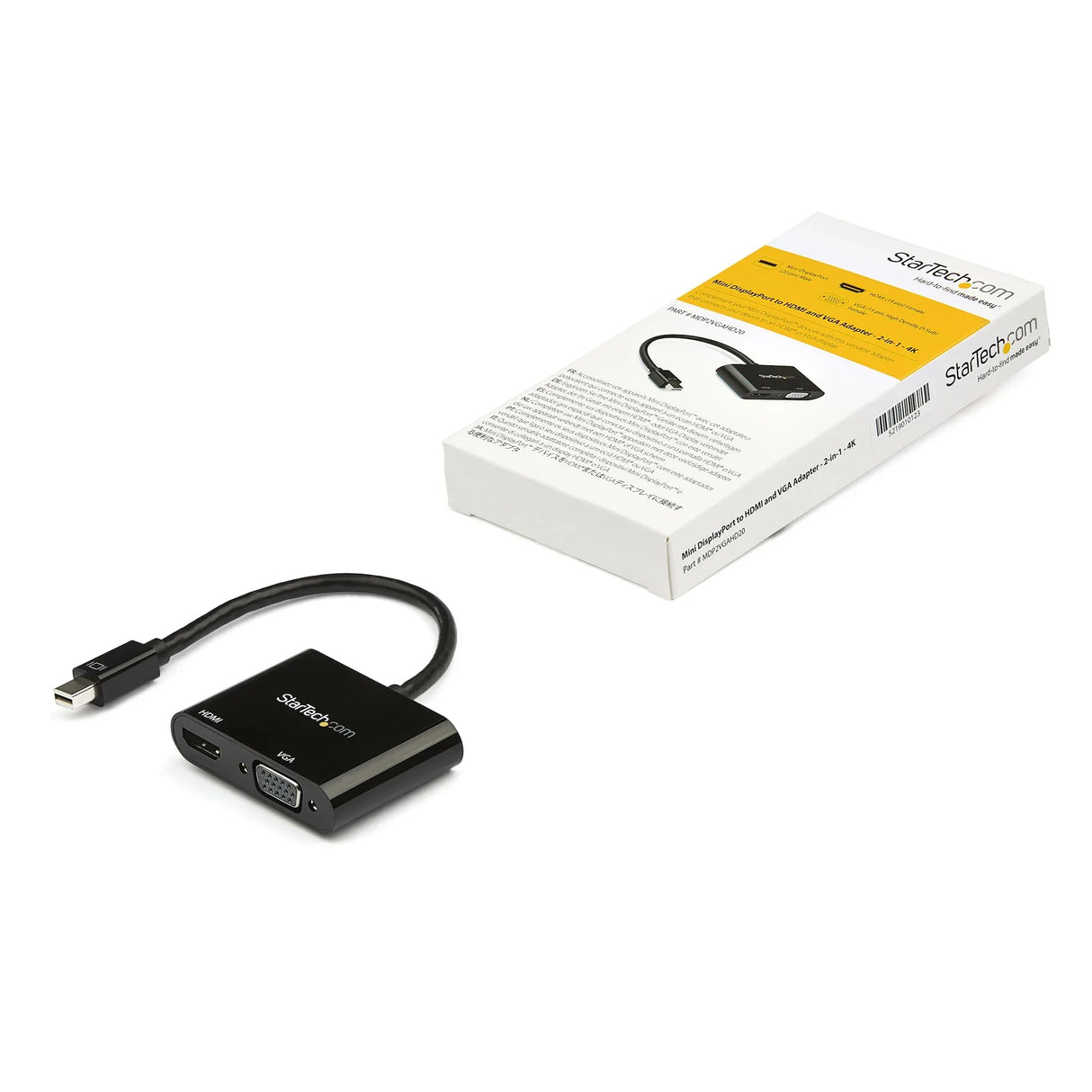 STARTECH Mini DisplayPort to HDMI VGA Adapter - mDP 1.2 HBR2 to HDMI 2.0 (4K 60Hz) or VGA 1080p Video Converter Dongle - Mini DP to HDMI or VGA Monitor - Thunderbolt 2 Compatible (MDP2VGAHD20) (MDP2VGAHD20)