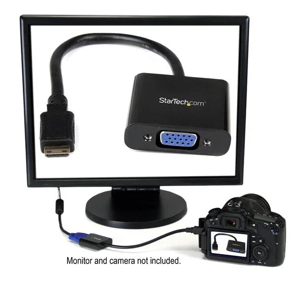 STARTECH Mini HDMI to VGA Adapter Converter for Digital Still Camera | Video Camera - 1920x1080 - Mini HDMI Male to VGA HD15 Female (MNHD2VGAE2)