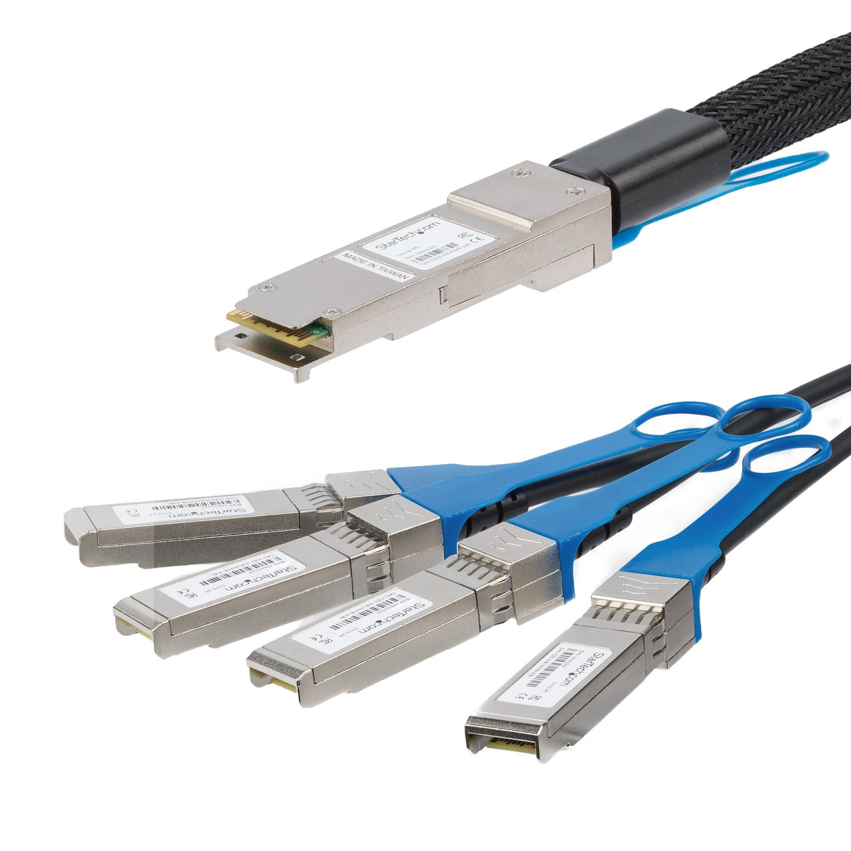 STARTECH MSA Uncoded Compatible 1m 40G QSFP+ to 4x SFP+ Direct Attach Breakout Cable Twinax - 40GbE QSFP+ to 4x SFP+ Copper DAC 40 Gbps Low Power Passive Transceiver Module DAC (QSFP4SFPPC1M) (QSFP4SFPPC1M)