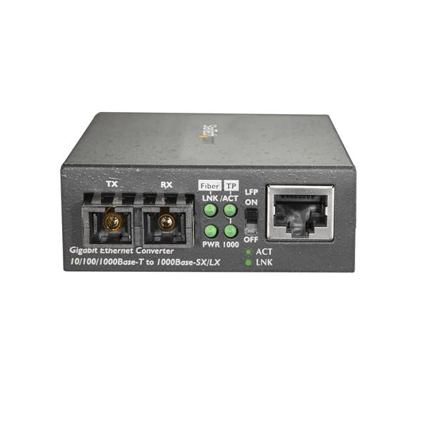 STARTECH Multimode (MM) SC Fiber Media Converter for 10|100|1000 Network - 550m Range - Gigabit Ethernet - 850nm - Full Duplex (MCMGBSCMM055) (MCMGBSCMM055)