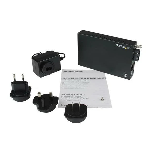 STARTECH Multimode (MM) SC Fiber Media Converter for 1Gbe Network - 550m Range - Gigabit Ethernet -Remote Monitoring - 850nm (ET91000SC2) (ET91000SC2)