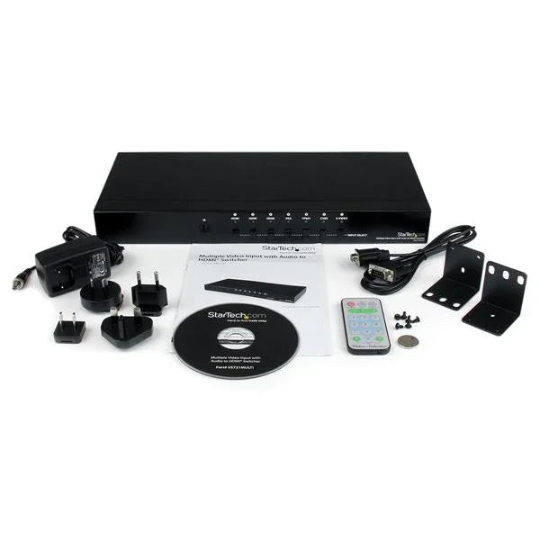 STARTECH Multiple Video Input with Audio to HDMI Scaler Switcher - HDMI | VGA | Component - HDMI Converter Switch (VS721MULTI)