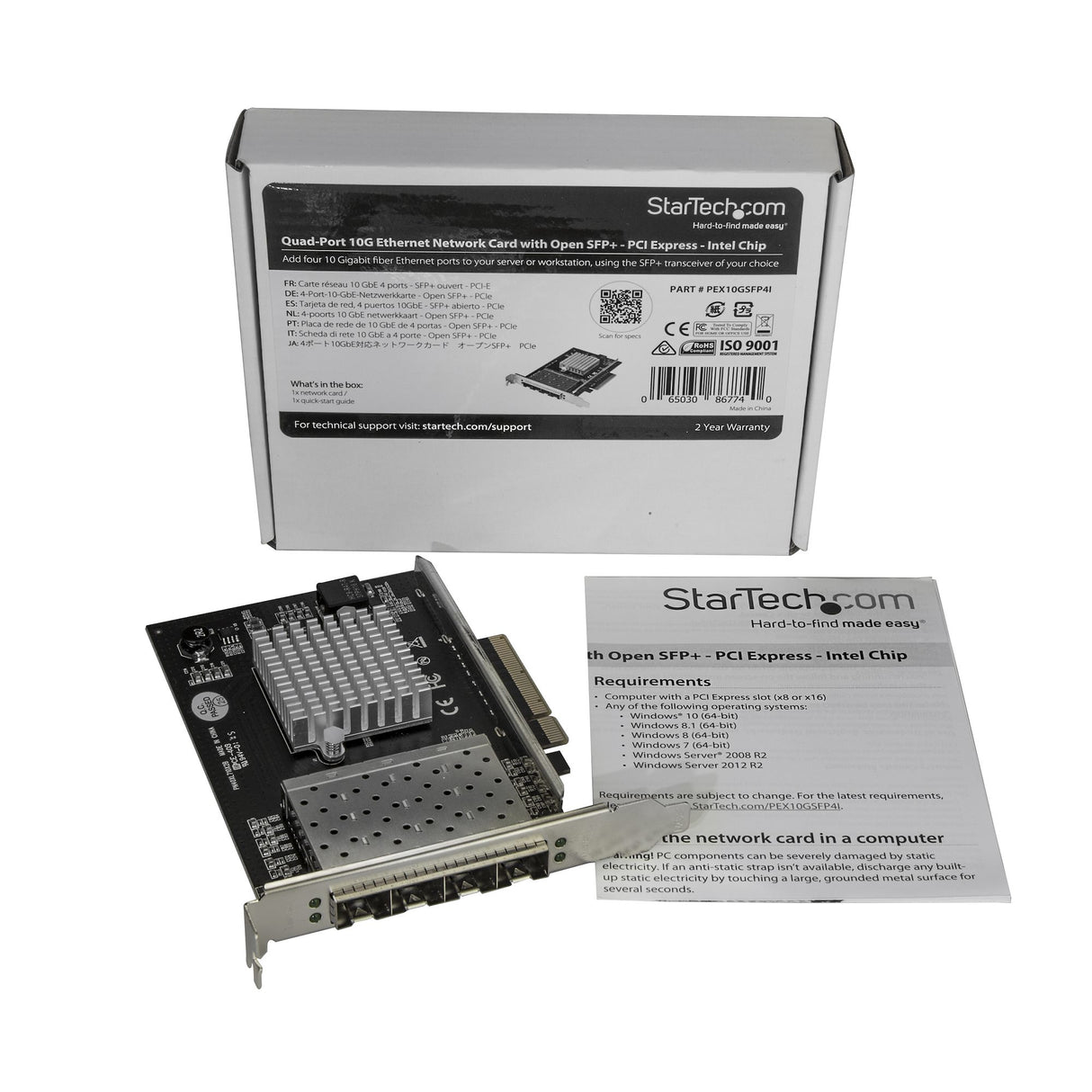 STARTECH Quad Port 10G SFP+ Network Card - Intel XL710 Open SFP+ Converged Adapter - PCIe 10 Gigabit Ethernet Server NIC - 10GbE Fiber Optic LAN Card - Dell PowerEdge HPE ProLiant (PEX10GSFP4I) (PEX10GSFP4I)